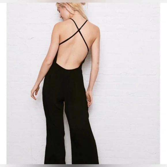 NWT American Eagle Don’t Ask Why High Neck Open Back Jumpsuit - Picture 2 of 10